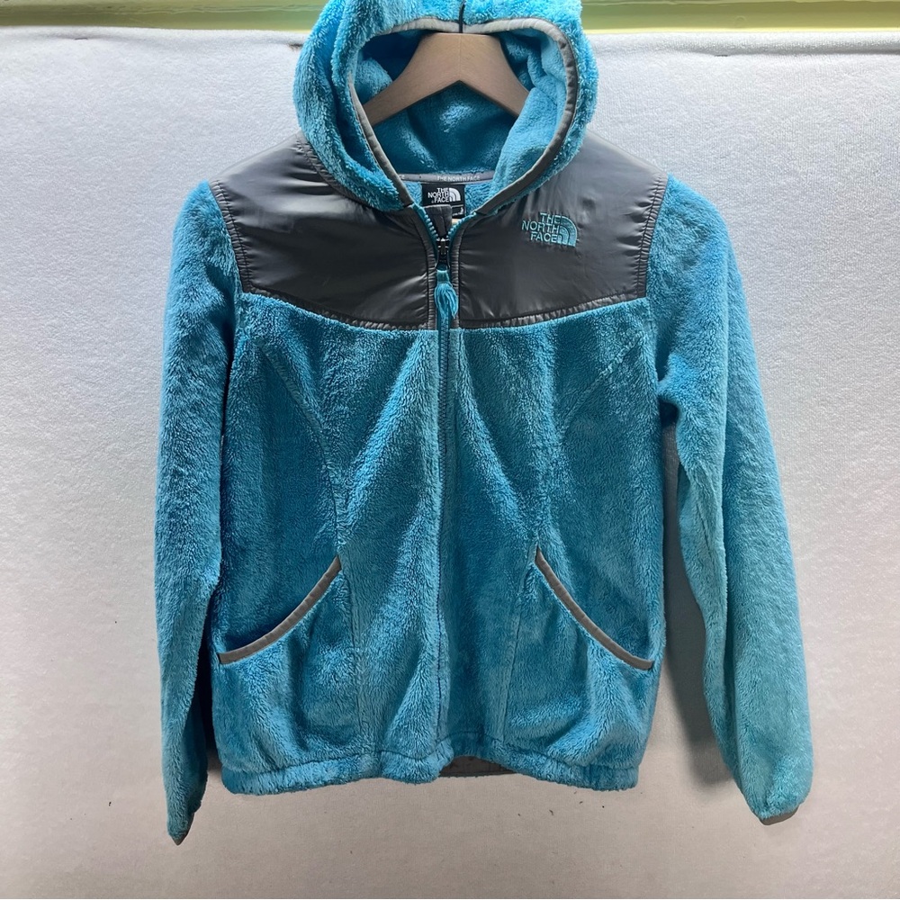The North Face Denali Hooded Fleece Jacket Girls‎ L (14-16) Aqua Coat 2913